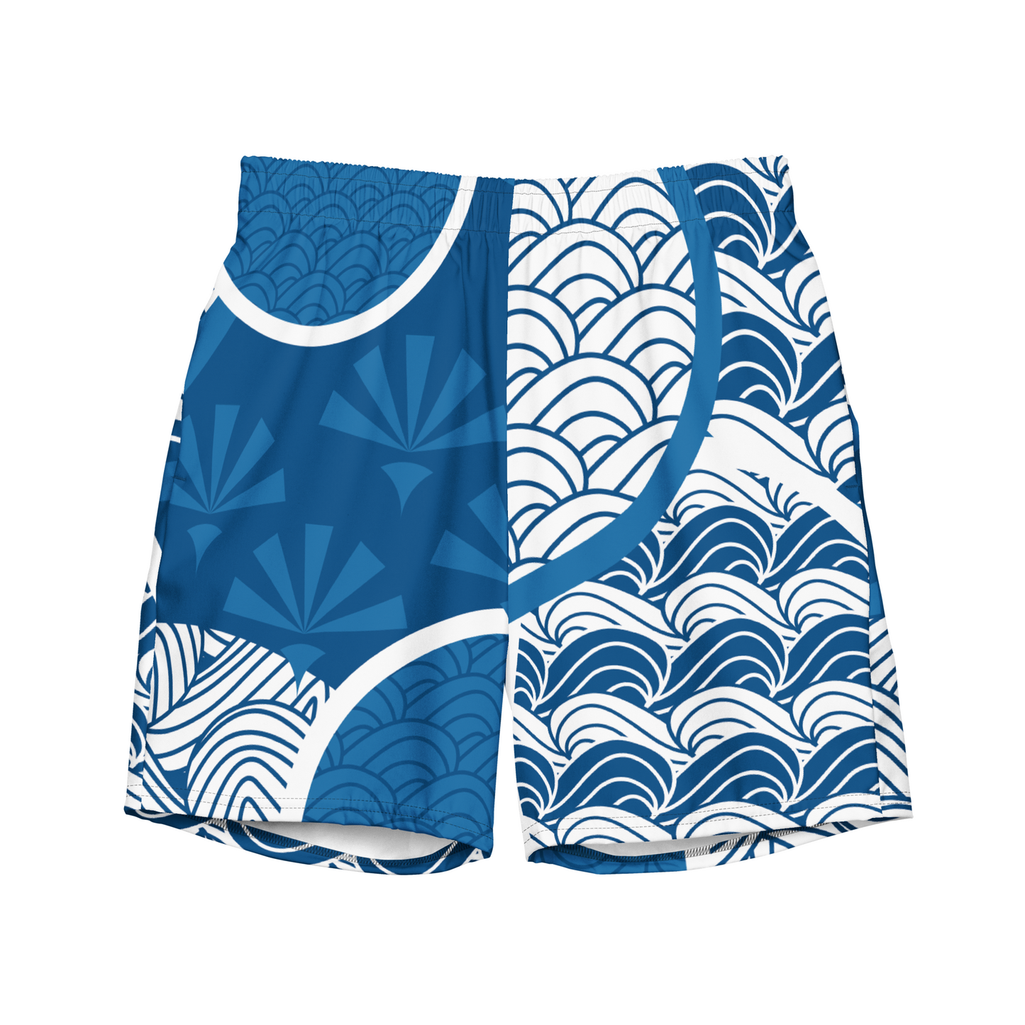 White and Blue Men's Swim Trunks
