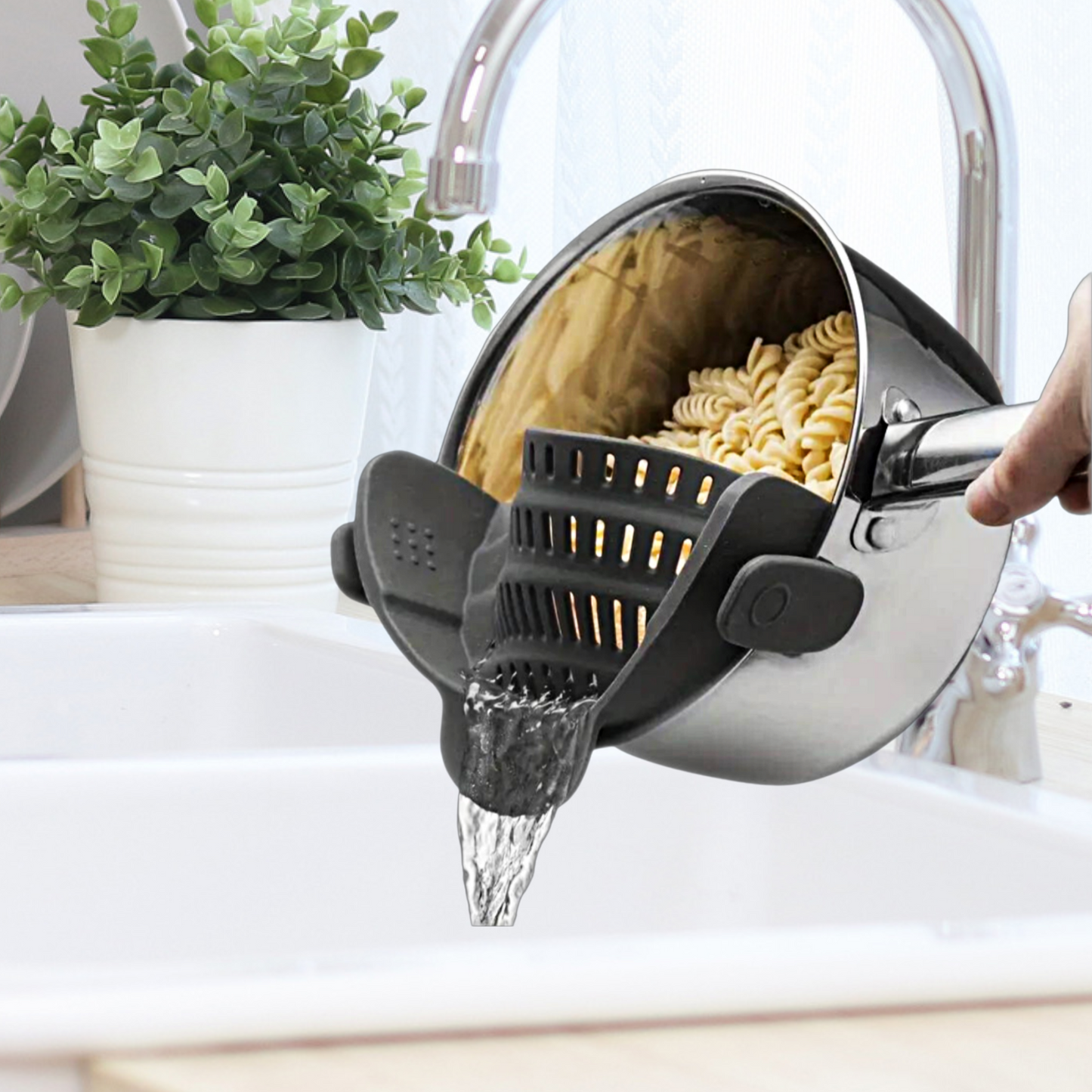 Grey Pasta Strainer