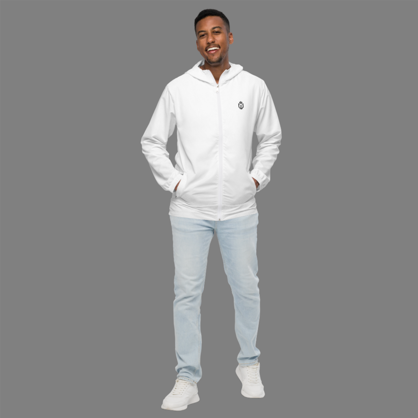 White and Black Windbreaker