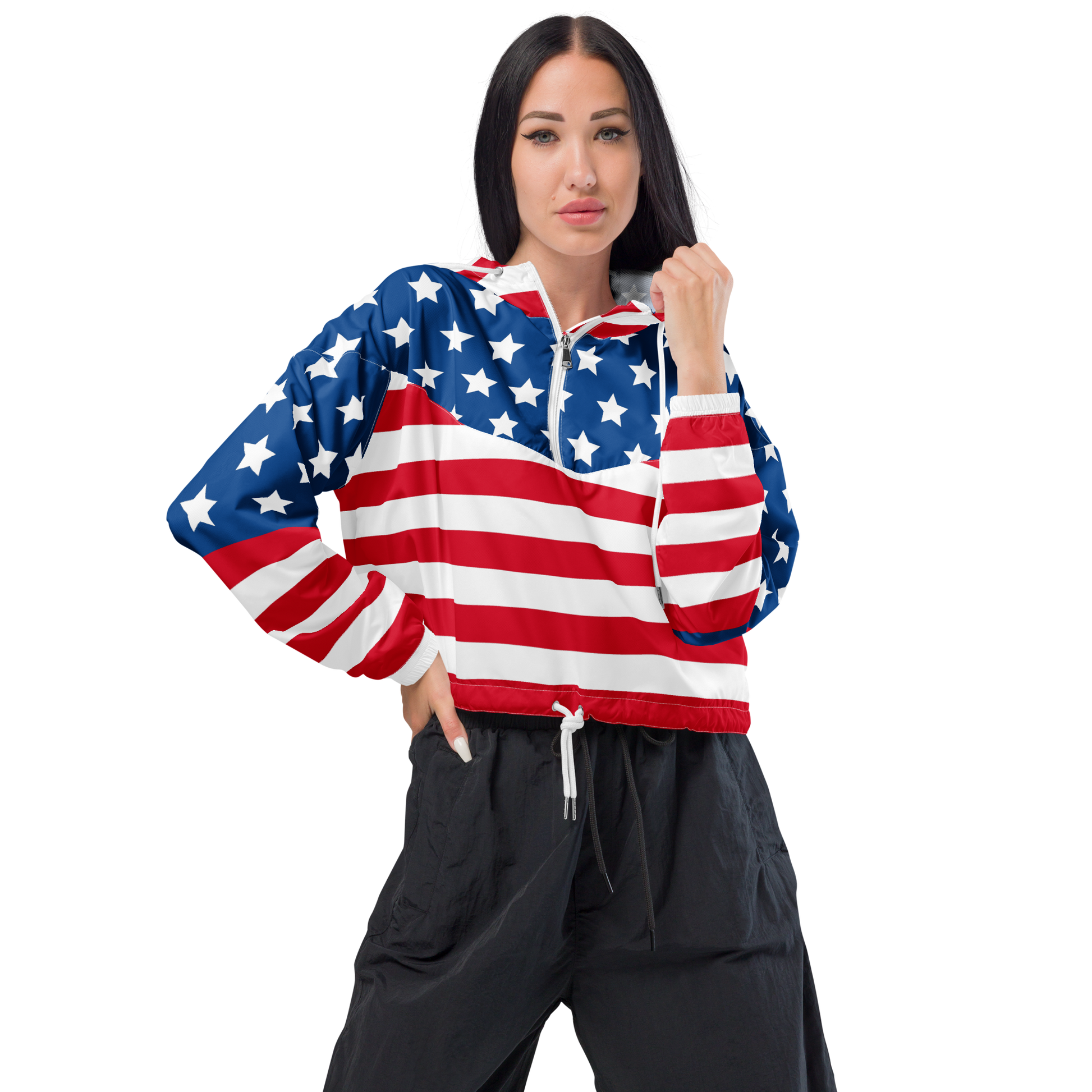 American Flag Cropped Jacket