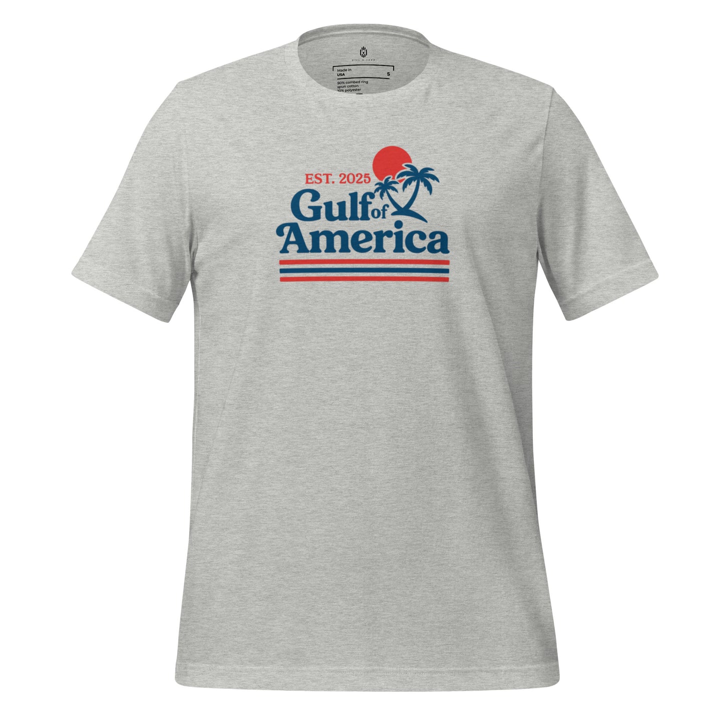 Gulf of America Made in USA patriotic T-shirt athletic heather front view