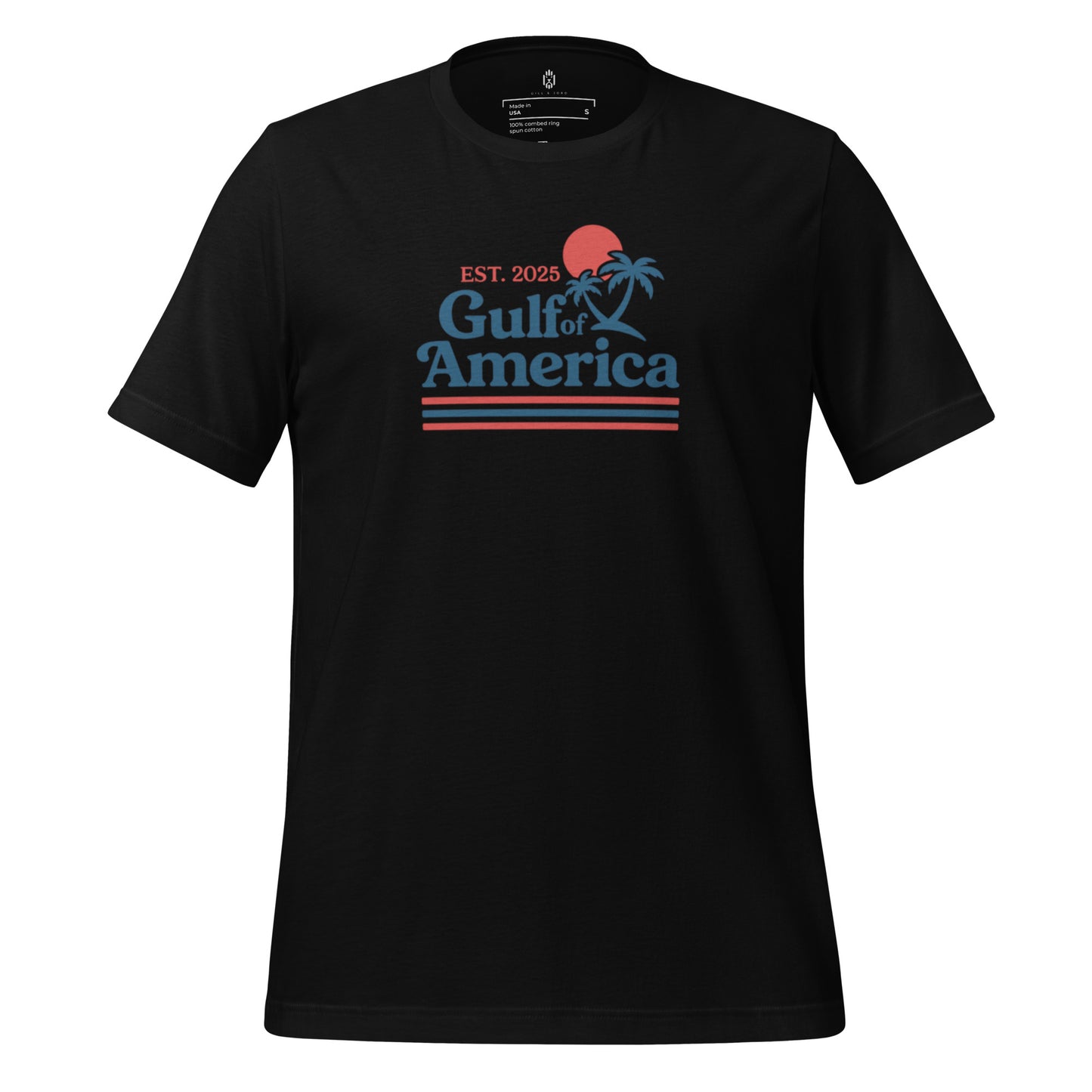 Gulf of America Made in USA patriotic t-shirt black front view