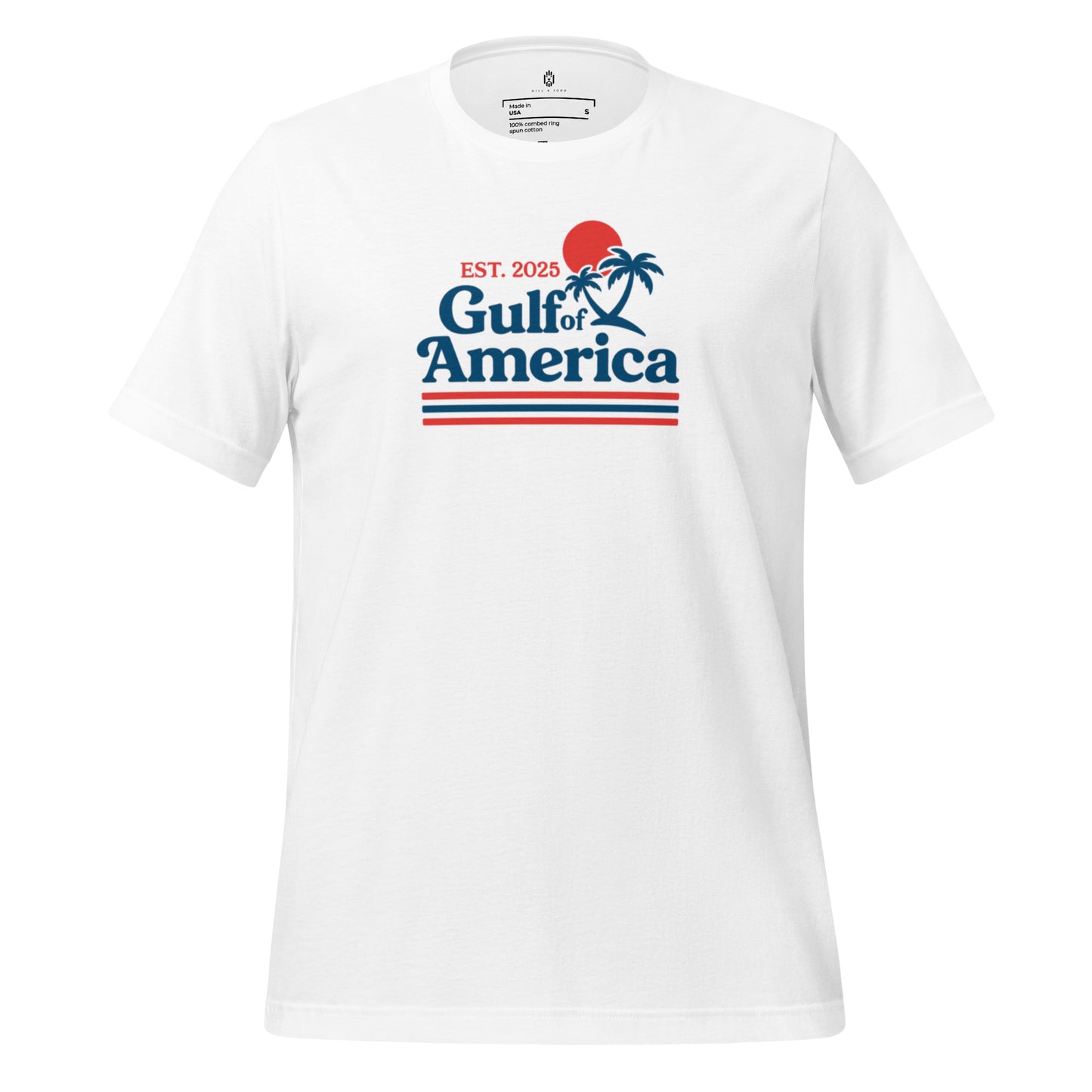 Gulf of America Made in USA patriotic t-shirt white front view