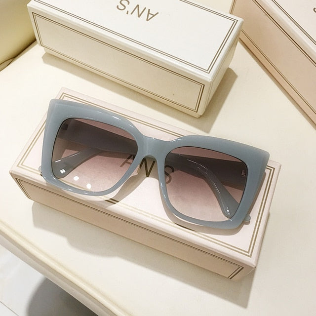 Blue Gray Big Frame Sunglasses