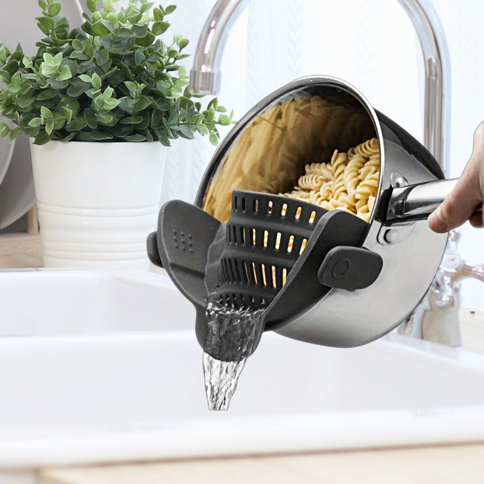 Grey Pasta Strainer 