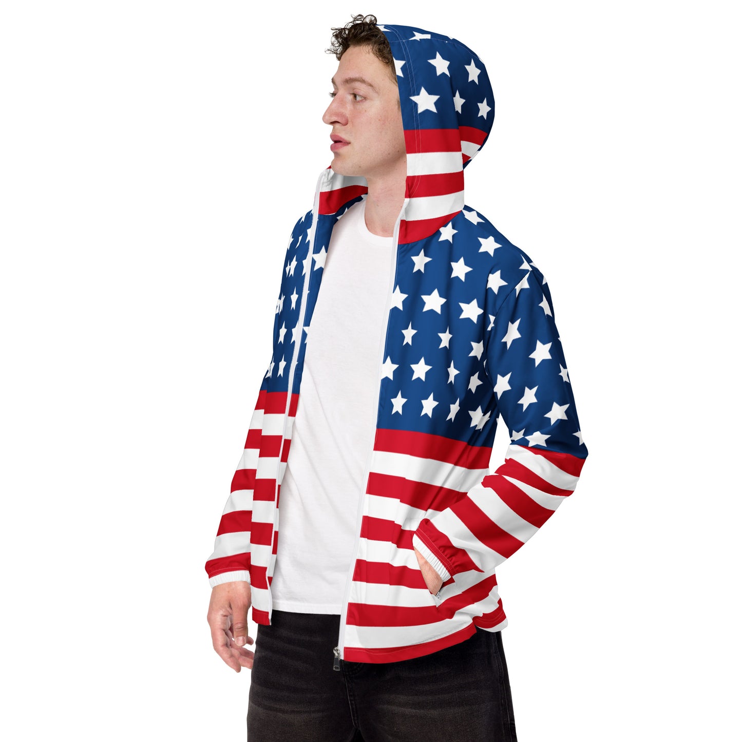 Men's American Flag Windbreaker Jacket