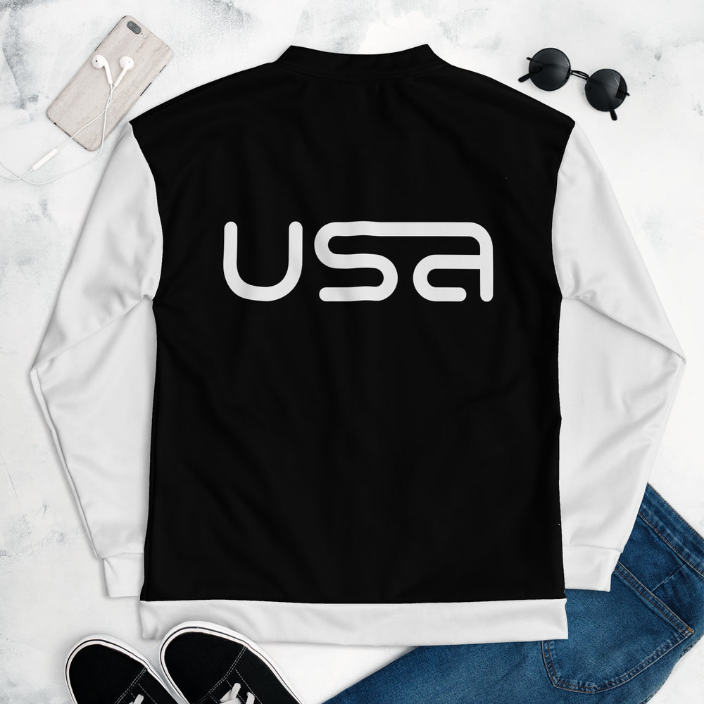 USA Black and White Bomber Jacket