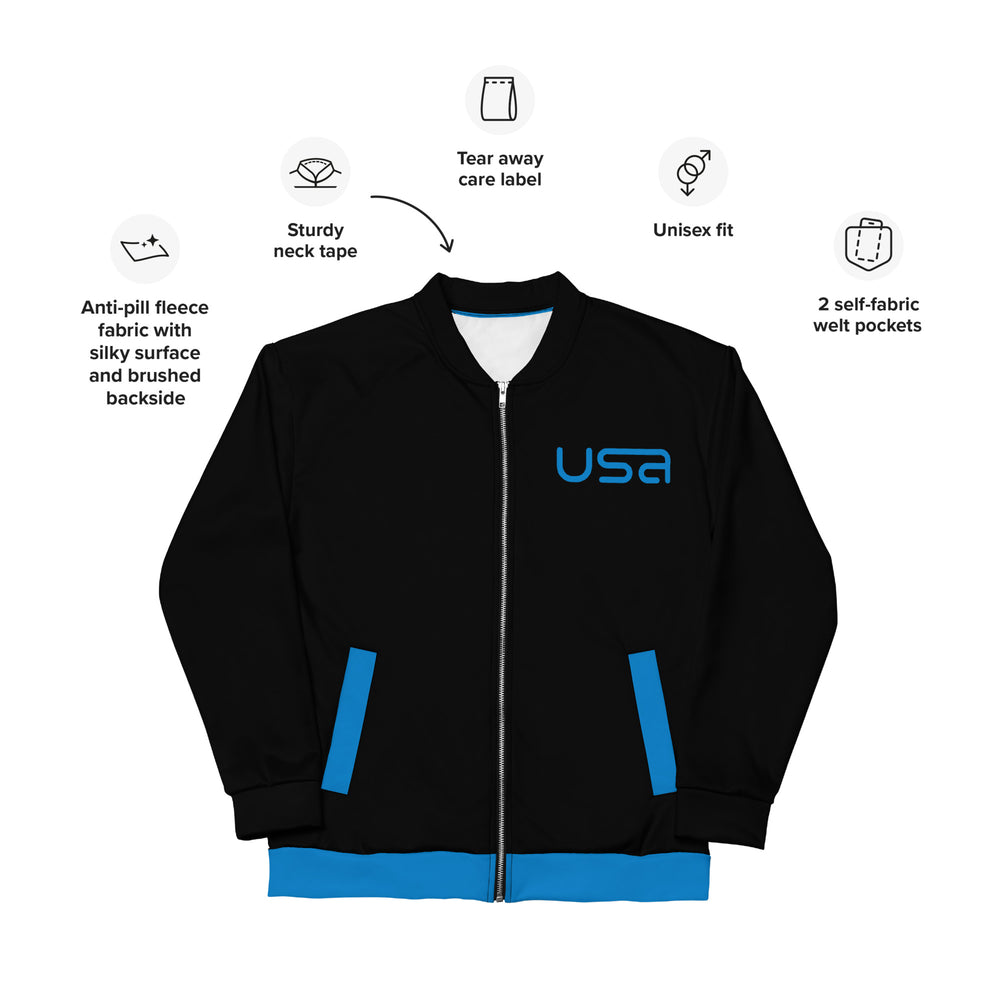 USA Black Bomber Jacket