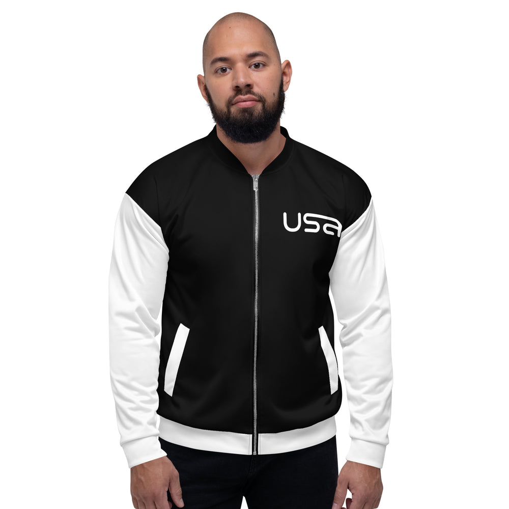 USA Black and White Bomber Jacket