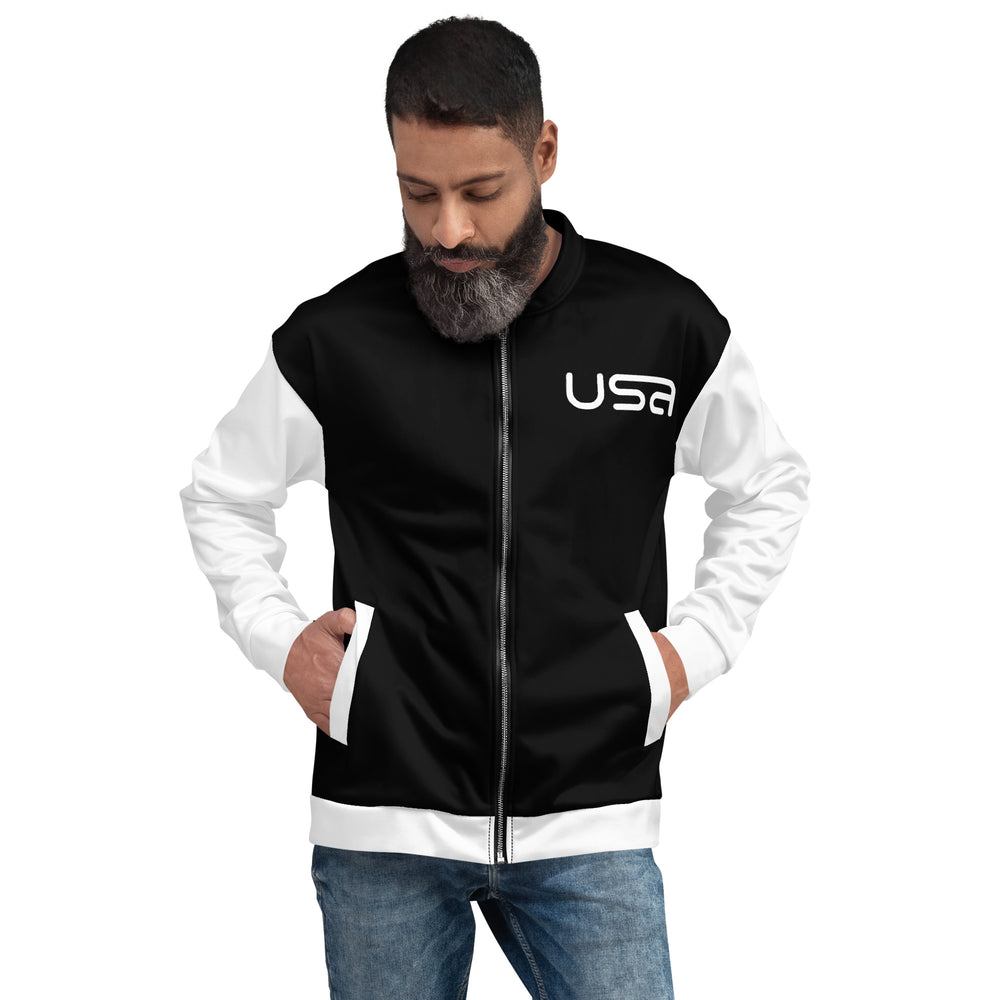 USA Black and White Bomber Jacket