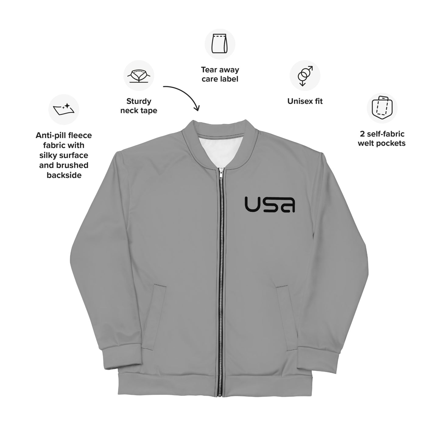 USA Grey Bomber Jacket