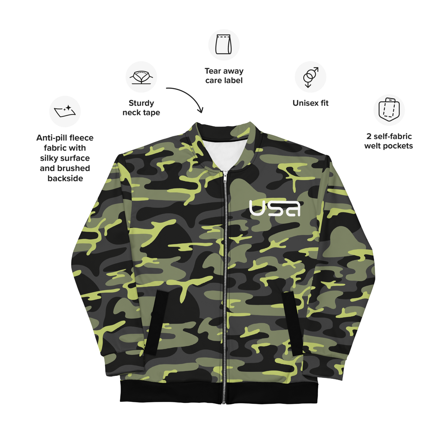 USA Camo Bomber Jacket