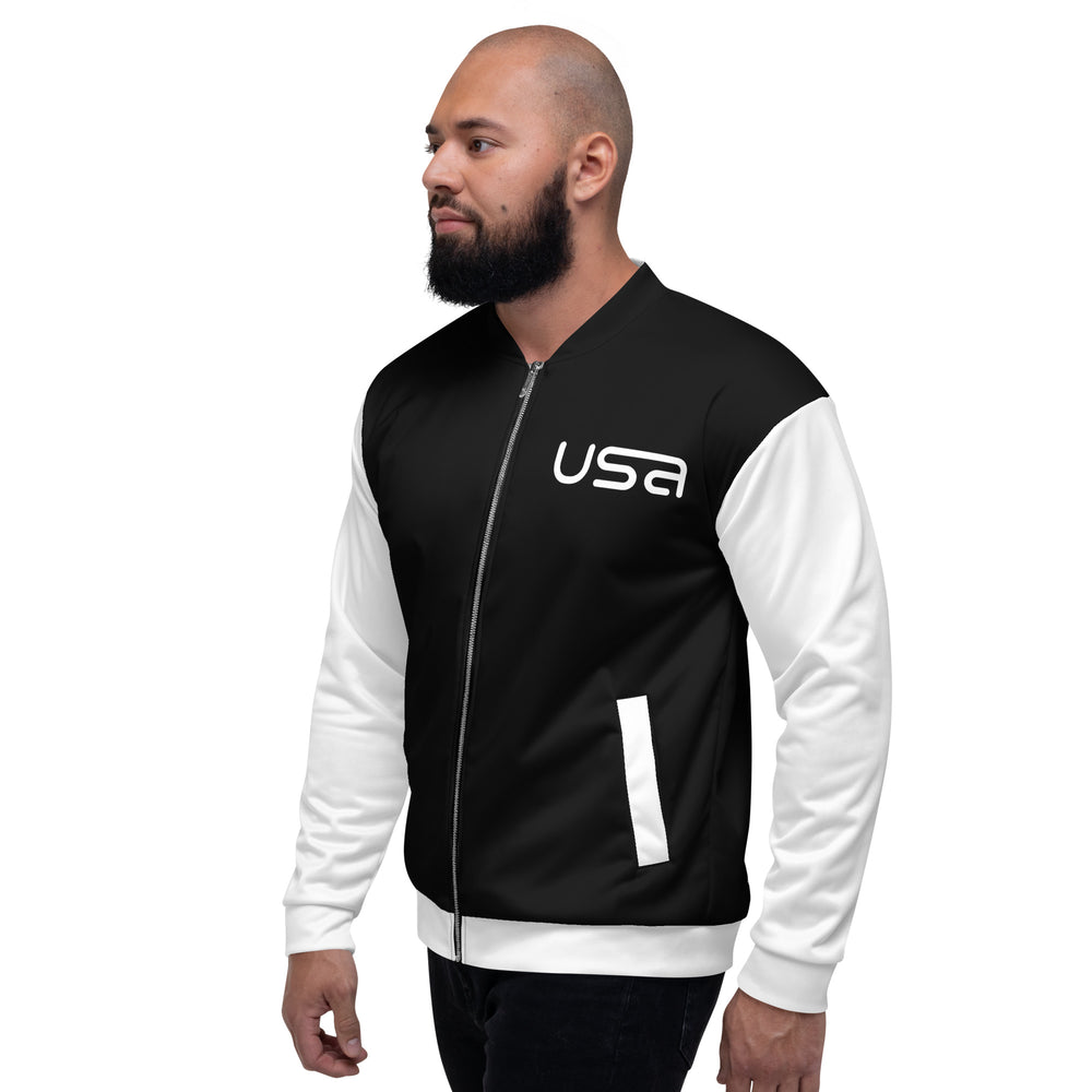 USA Black and White Bomber Jacket