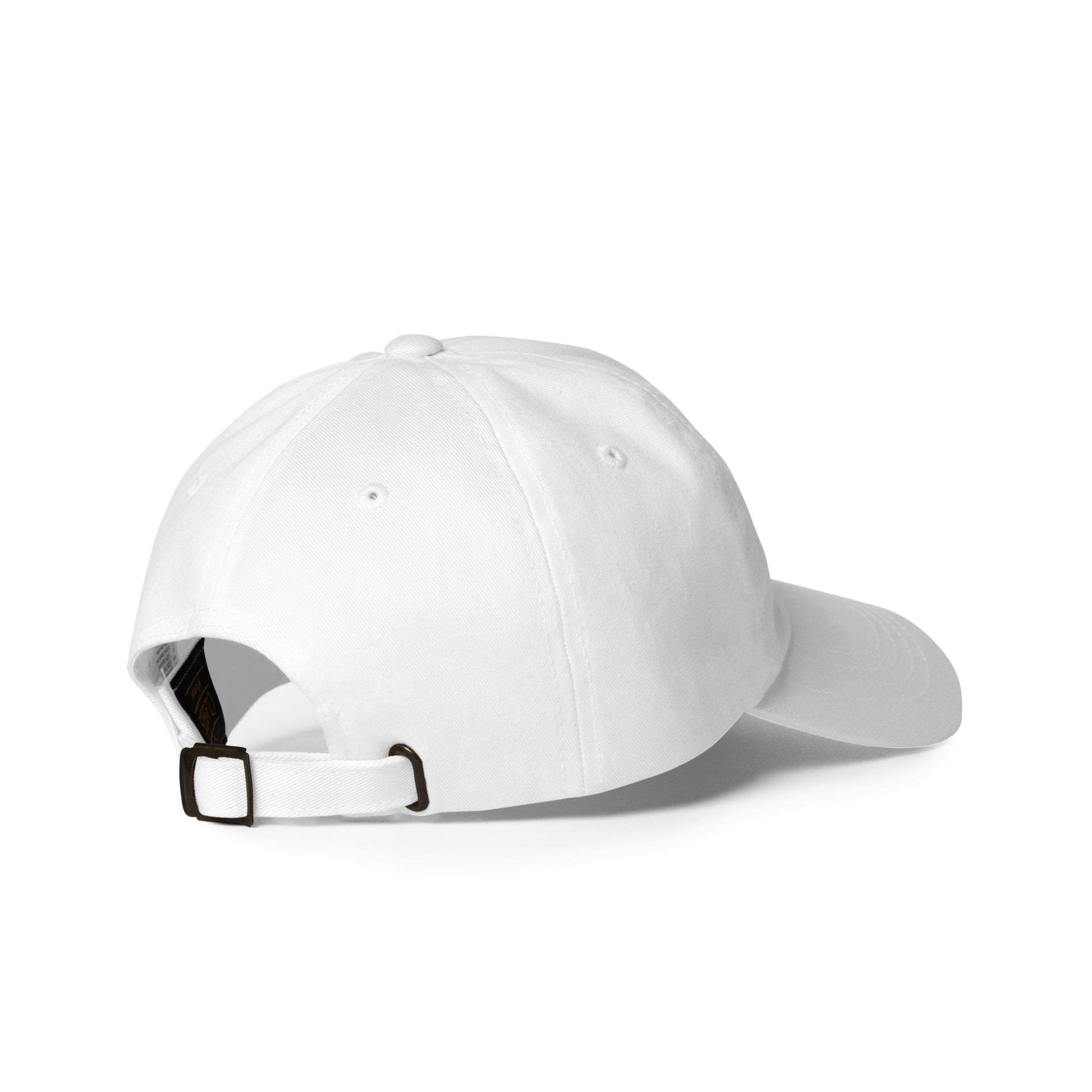 Adjustable strap detail on white patriotic Gulf of America cap