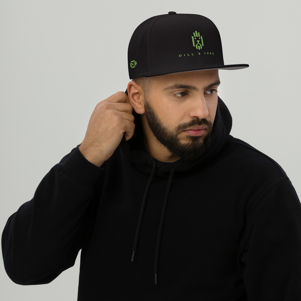 Black Dill and Jord Embroidered Snapback Hat