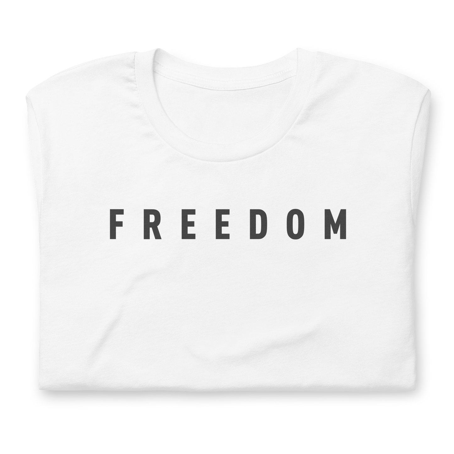 White t shirt folded with visible Freedom  Shirt patriotic design