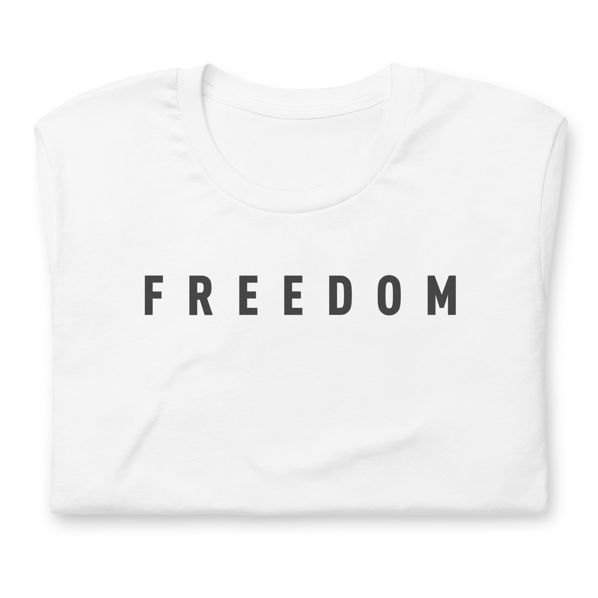 White t shirt folded with visible Freedom  Shirt patriotic design