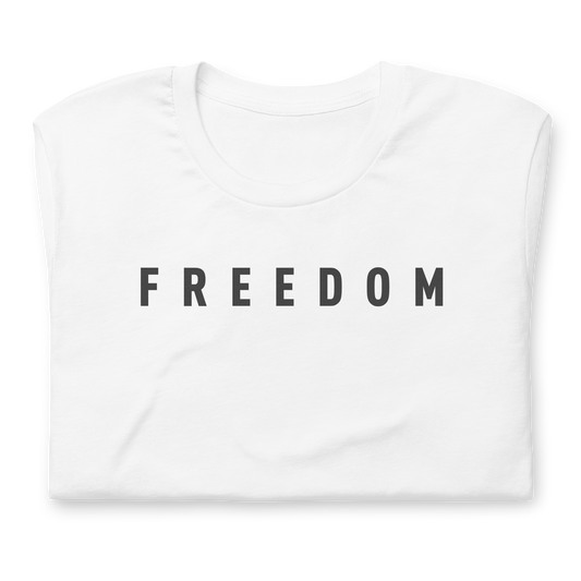 White t shirt folded with visible Freedom  Shirt patriotic design