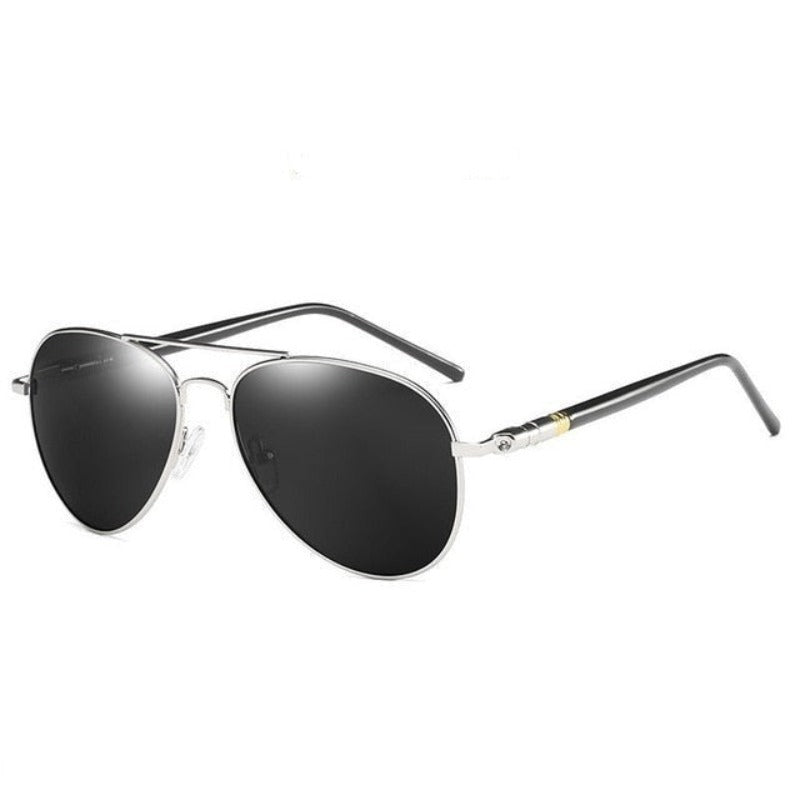 Silver and Black Polarized Aviator Sunglasses