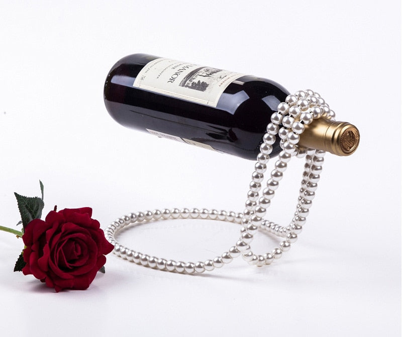 White Pearl Necklace Wine Bottle Holder